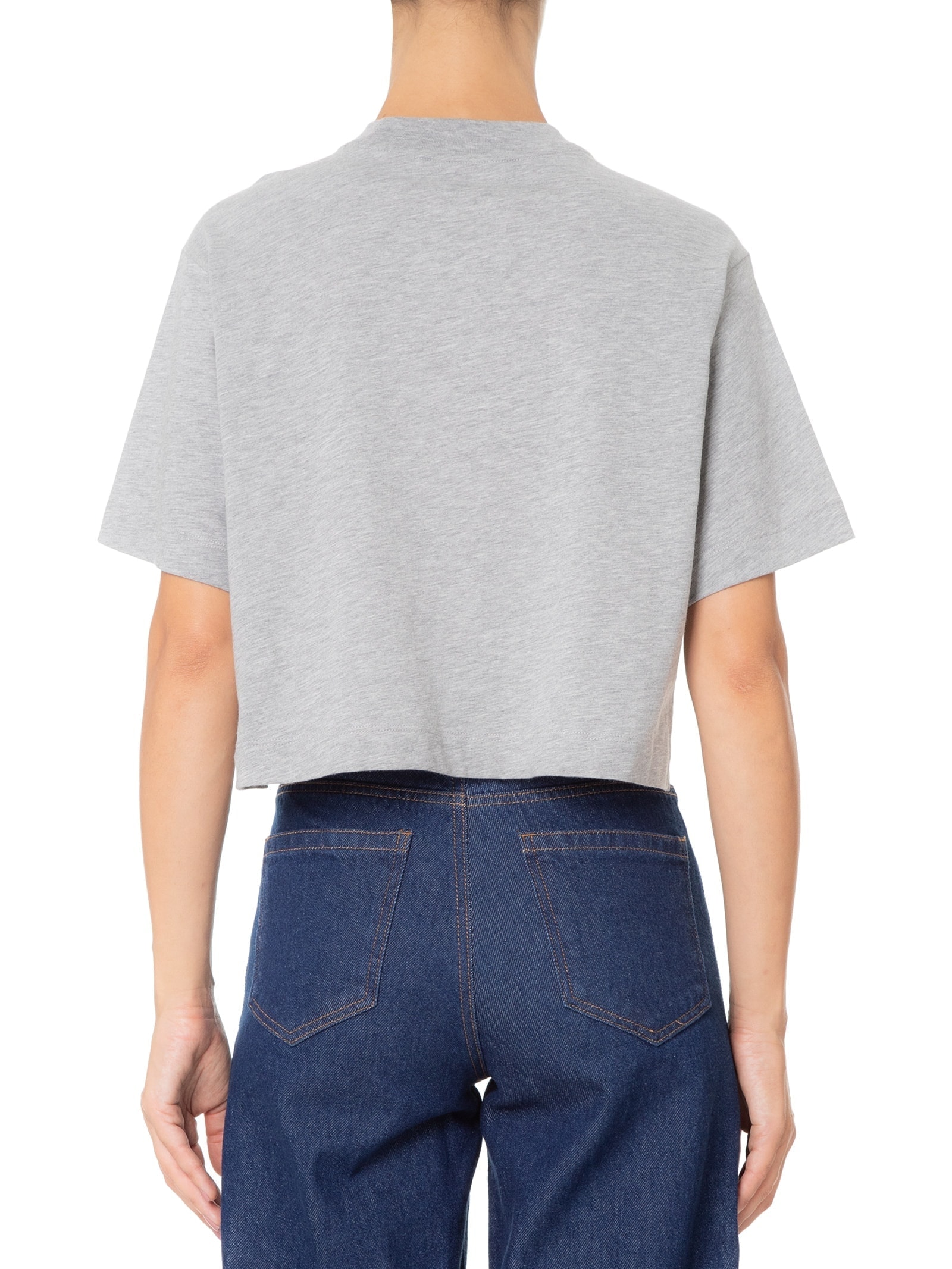 Camiseta Feminina Pima Manga Curta Gola Alta Cinza '2Essential