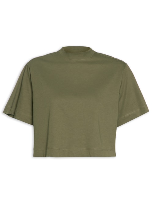 Camiseta Feminina Pima Manga Curta Gola Alta – Verde