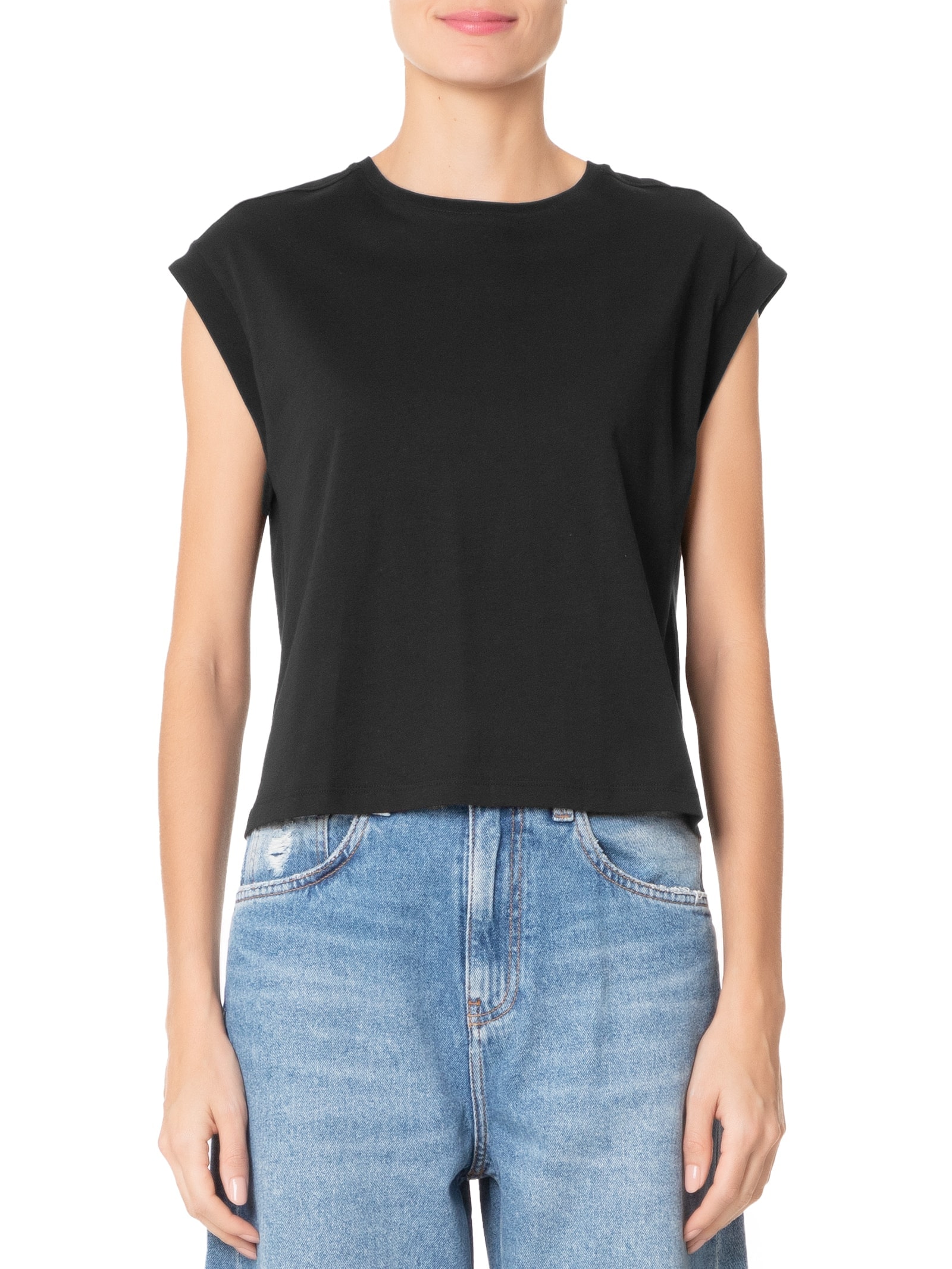 Camiseta Feminina Pima Manga Japonesa Preto '2Essential
