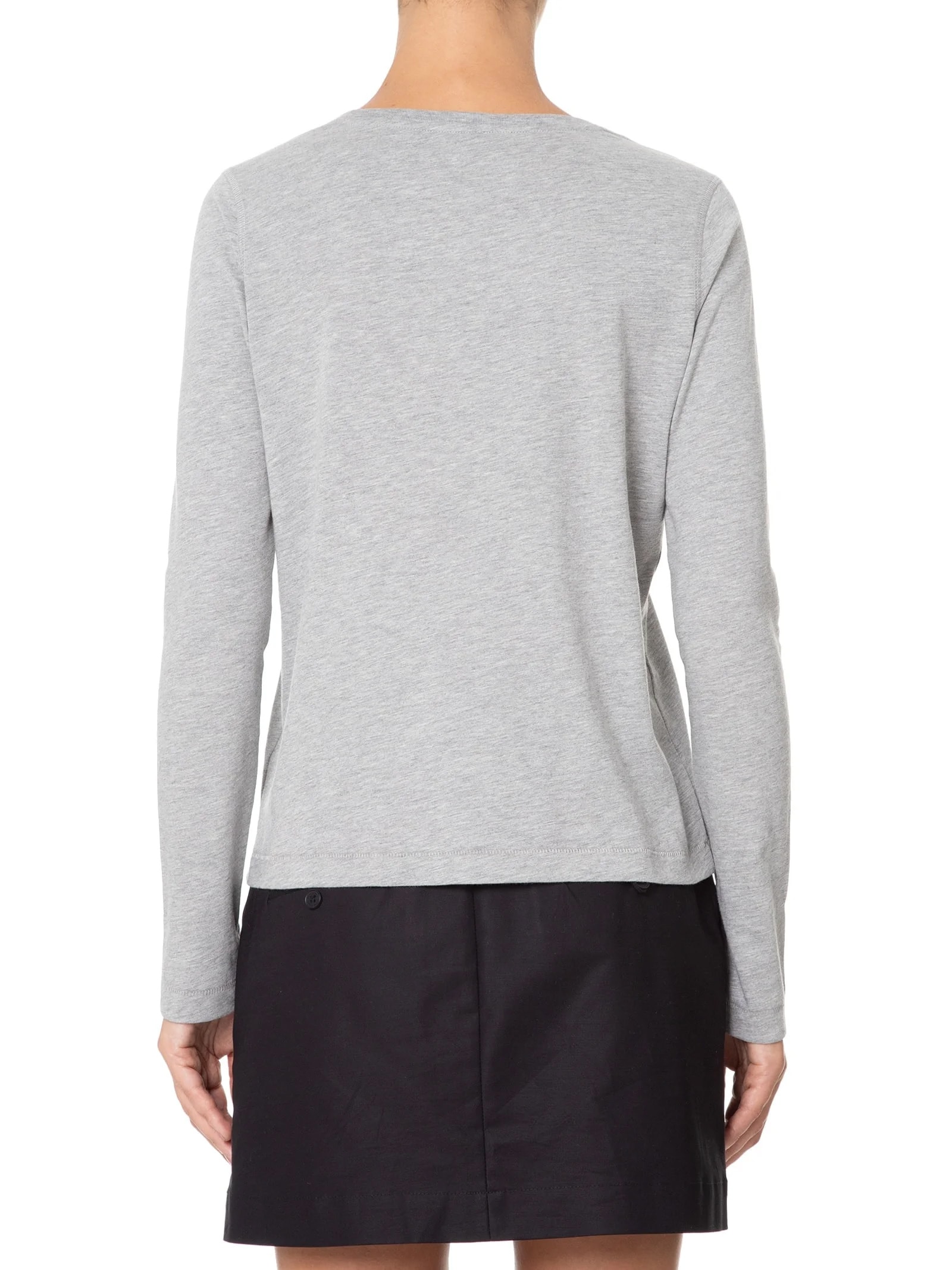 Camiseta Feminina Pima Manga Longa Decote Redondo Cinza '2Essential