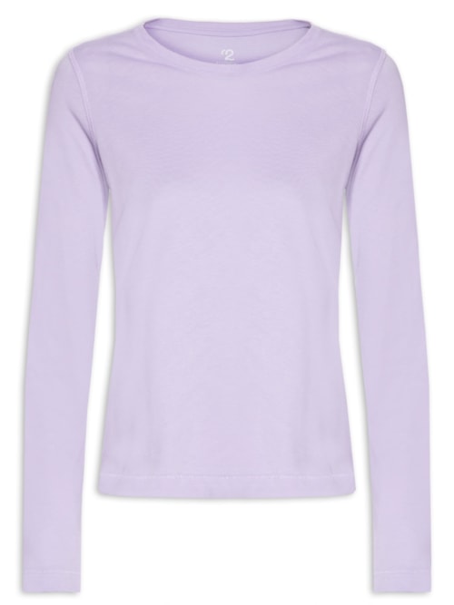 Camiseta Feminina Pima Manga Longa Decote Redondo – Lilás