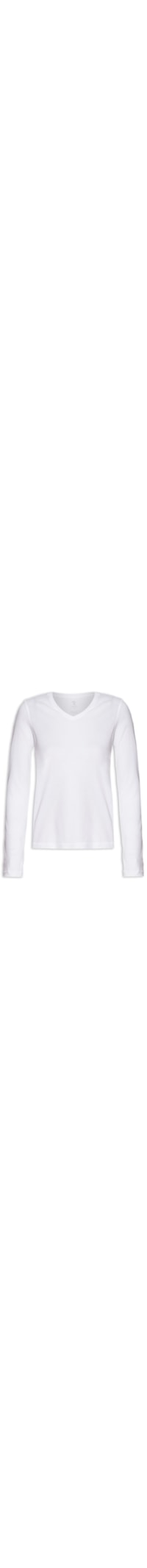 Camiseta Feminina Pima Manga Longa Decote V - Branco