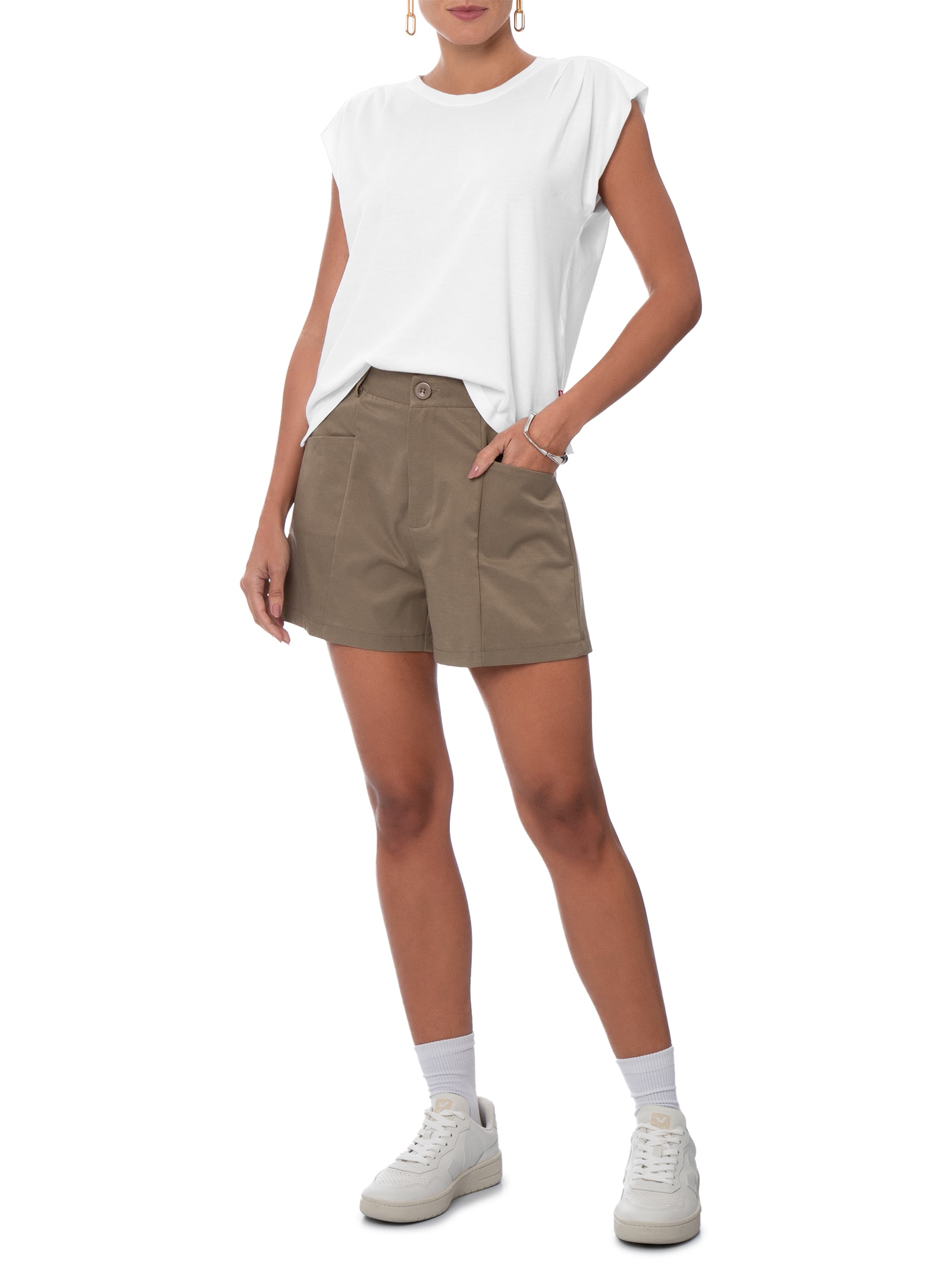 Camiseta Feminina Pleated Muscle Tank Branco Levi's
