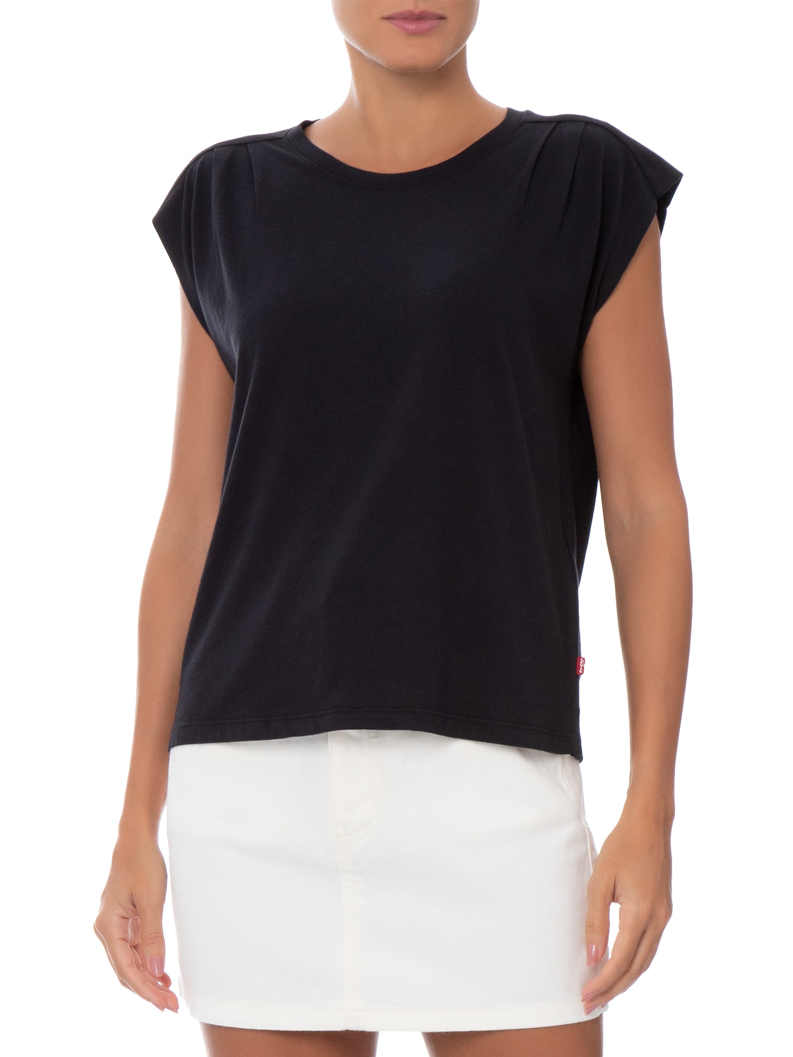 Camiseta Feminina Pleated Muscle Tank Preto Levi's