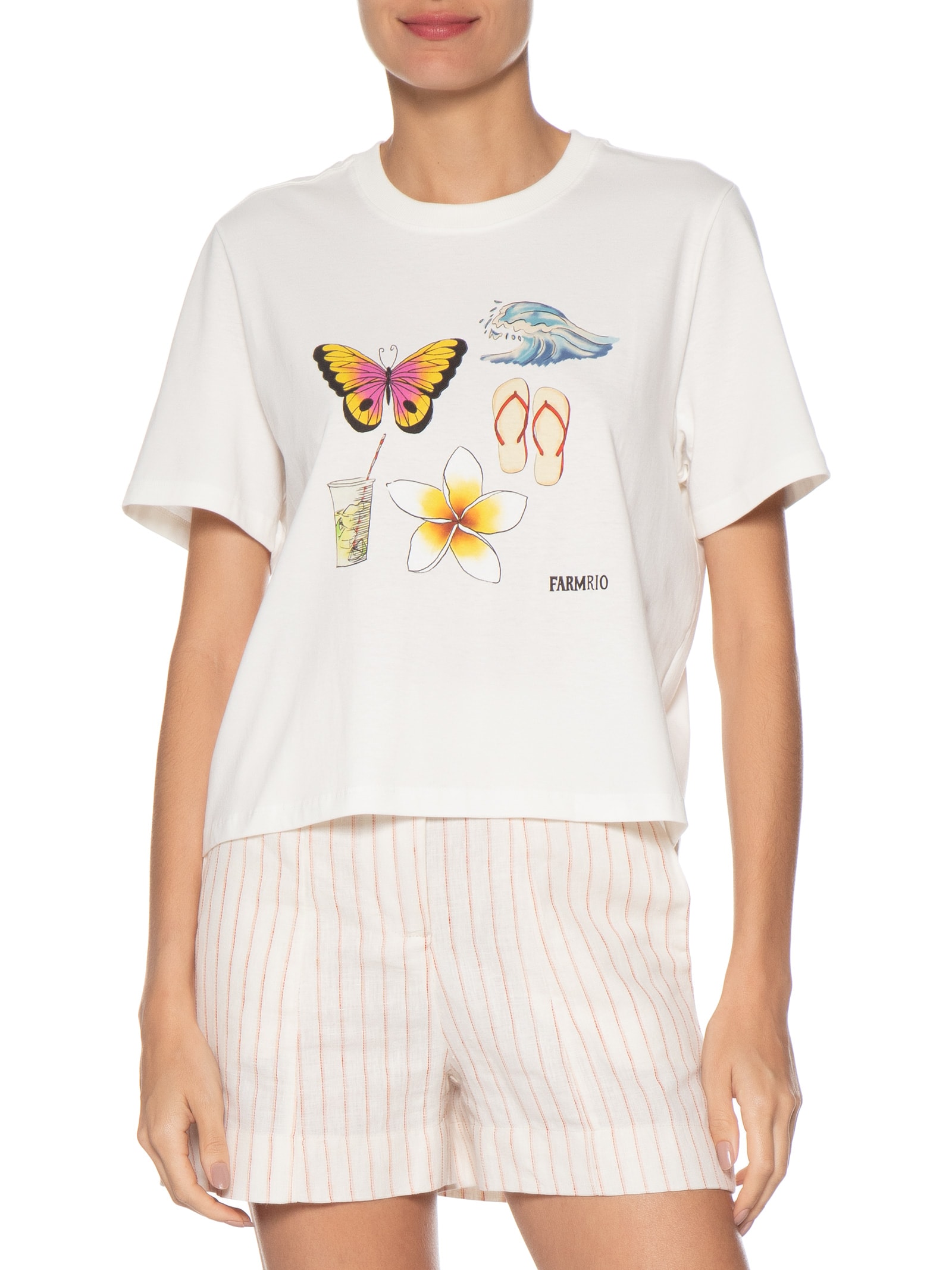 Camiseta Feminina Prainha Historinha Branco Farm Etc