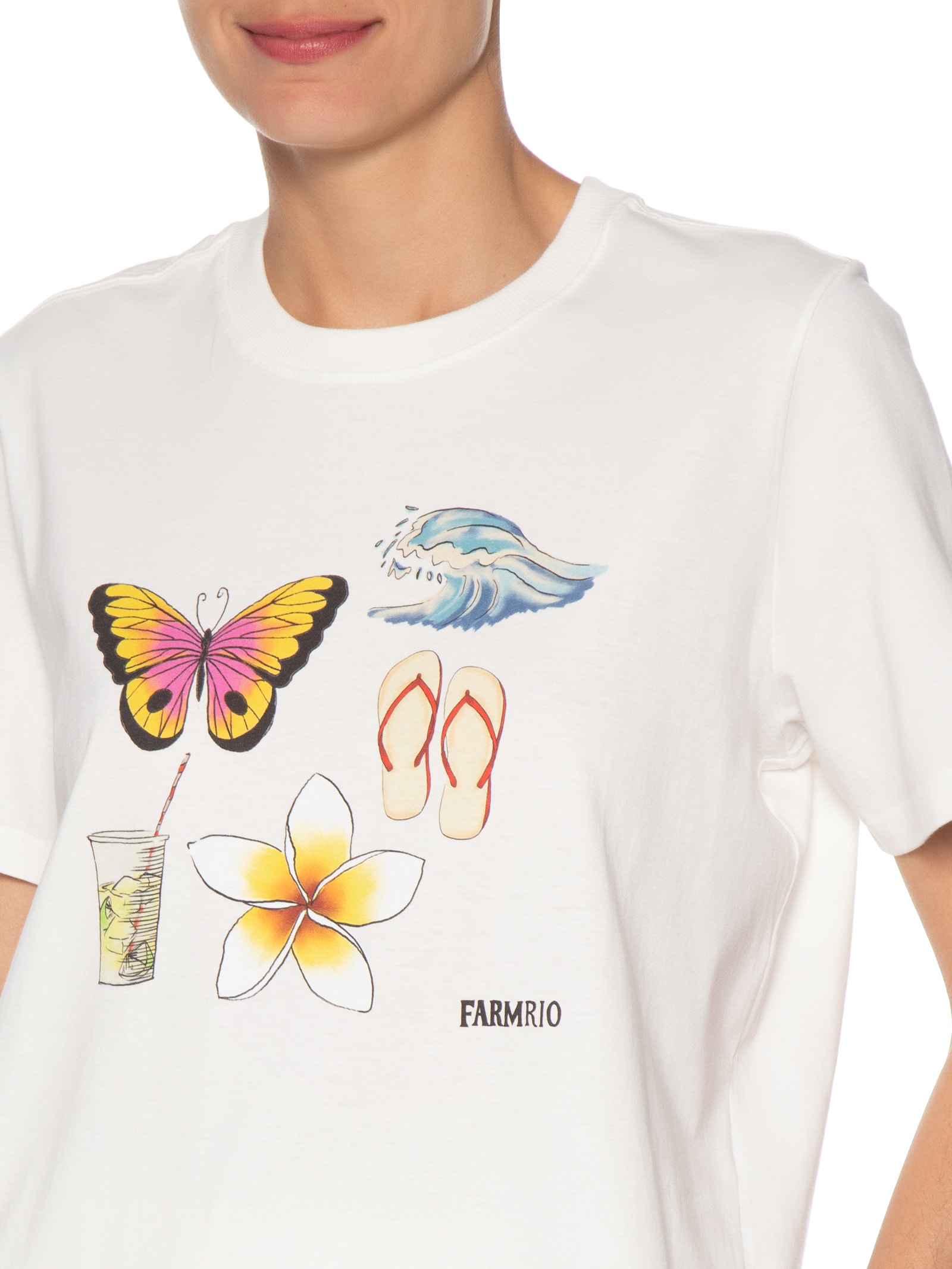 Camiseta Feminina Prainha Historinha Branco Farm Etc