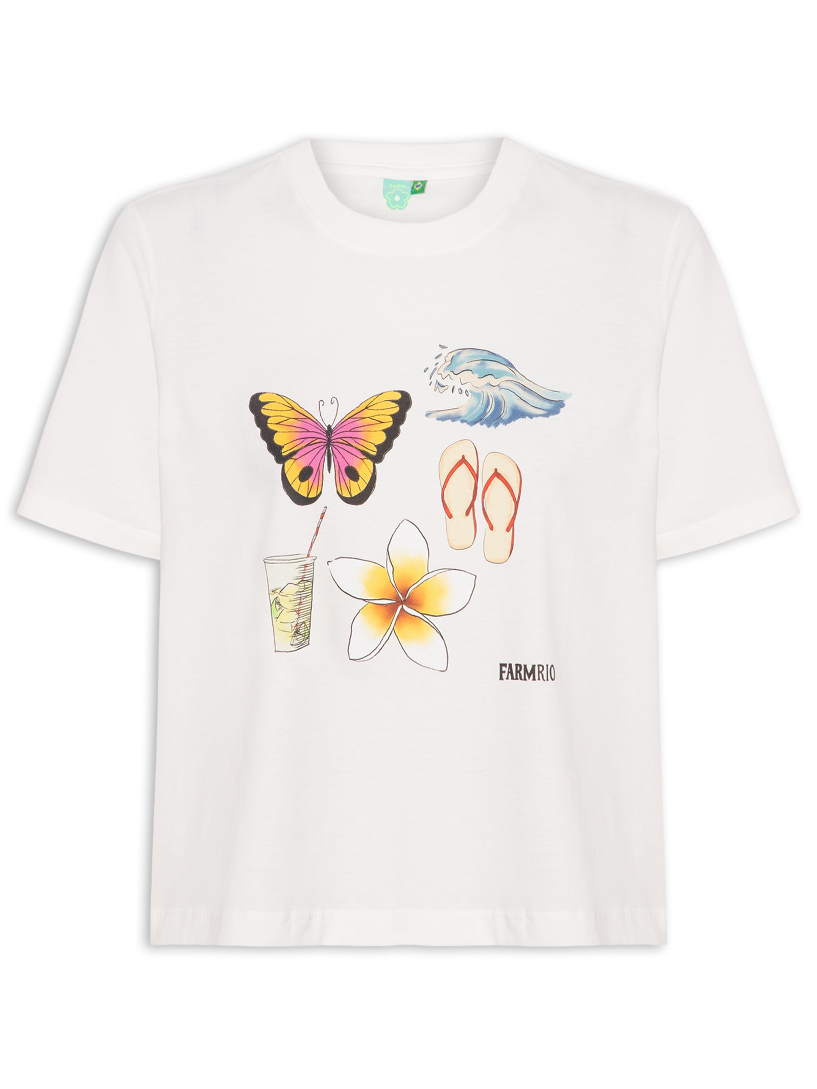Camiseta Feminina Prainha Historinha Branco Farm Etc