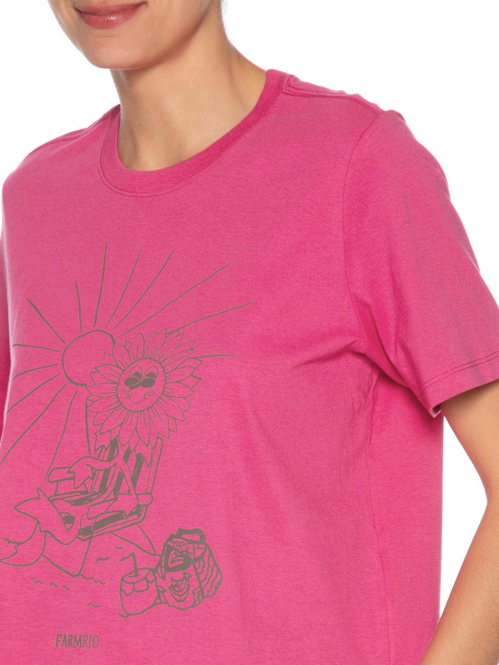 Camiseta Feminina Prainha Siga O Sol Rosa Farm Etc