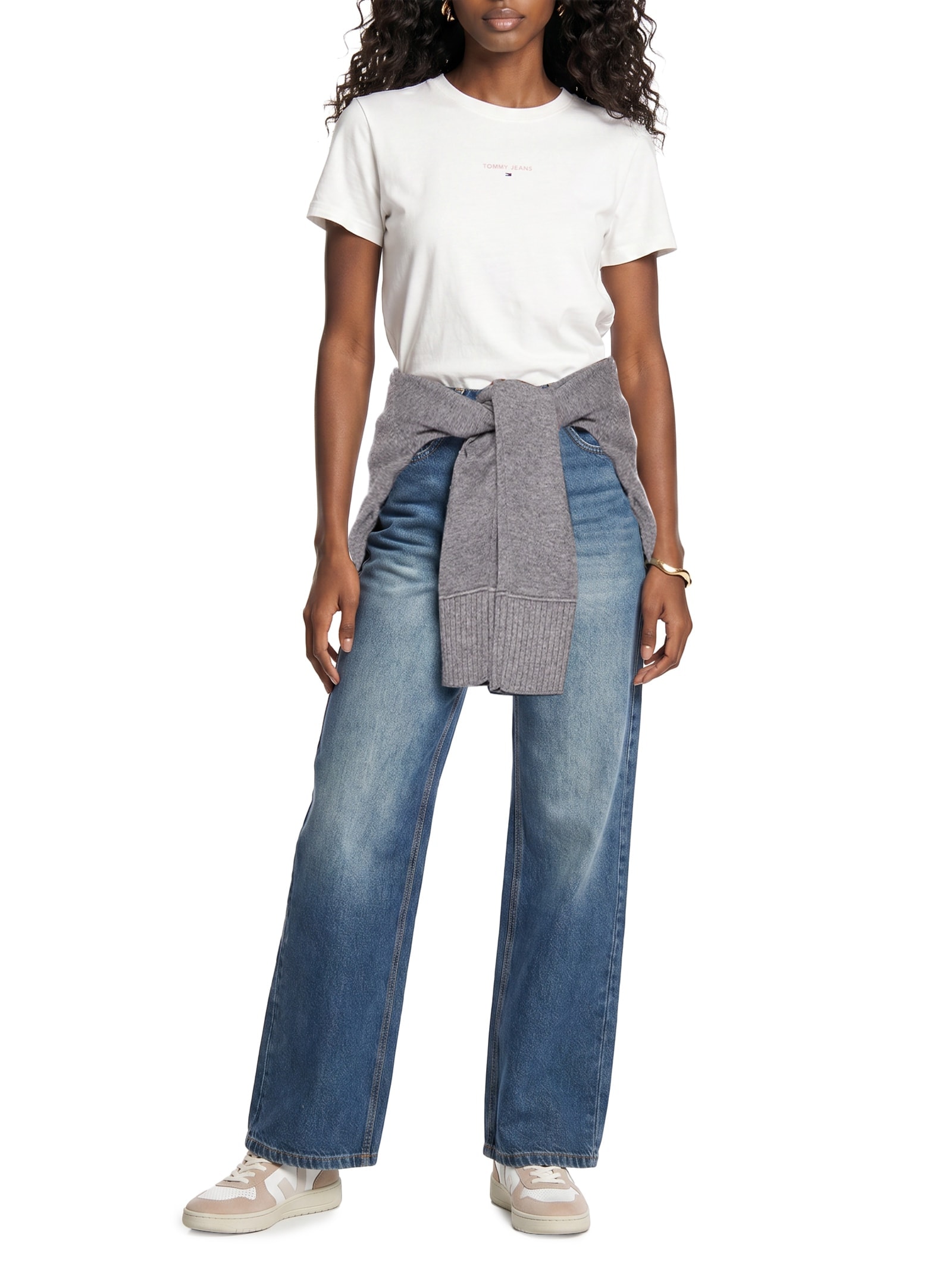 Camiseta Feminina Reg Linear SS Tee – Off White Tommy Jeans