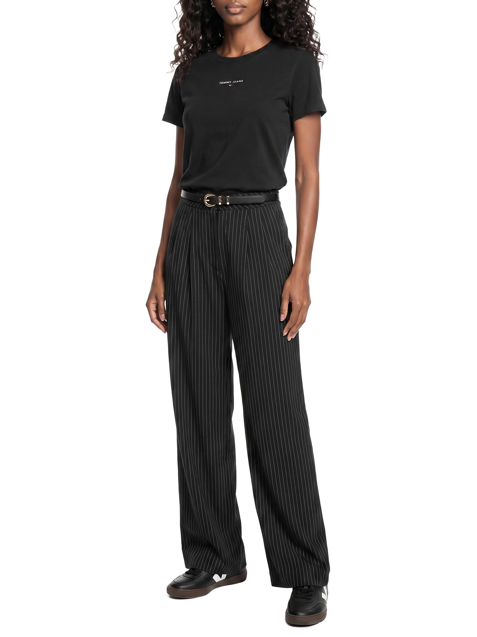 Camiseta Feminina Reg Linear SS Tee – Preto Tommy Jeans