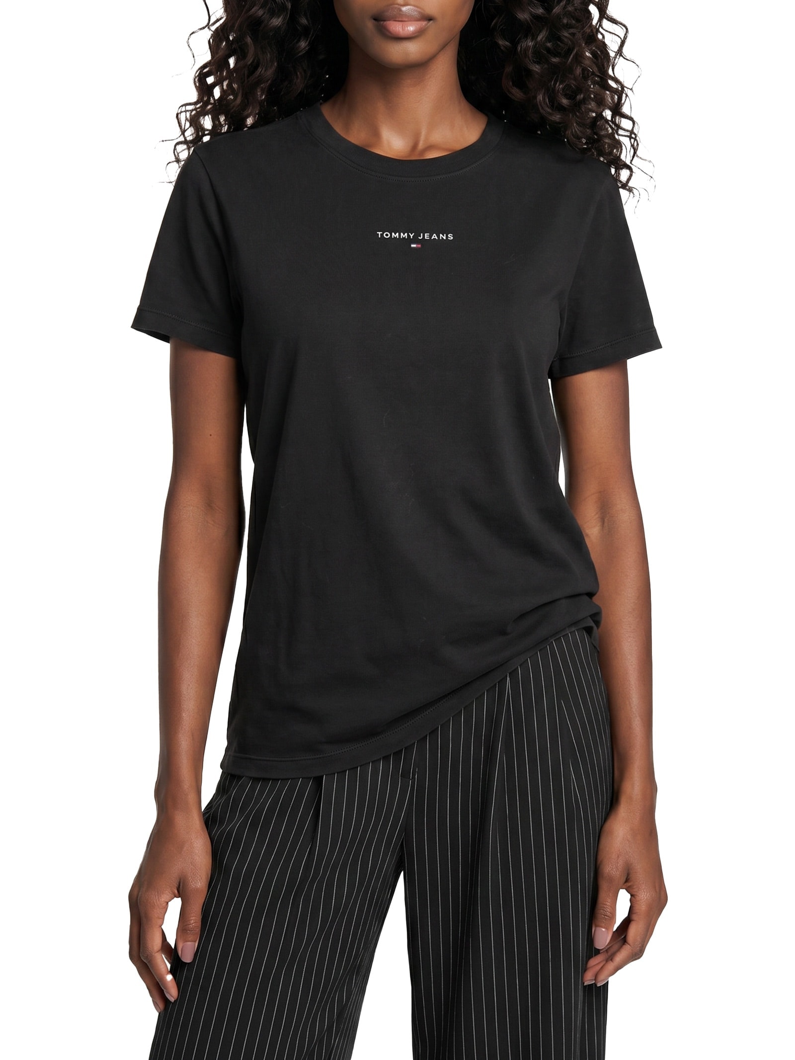 Camiseta Feminina Reg Linear SS Tee – Preto Tommy Jeans