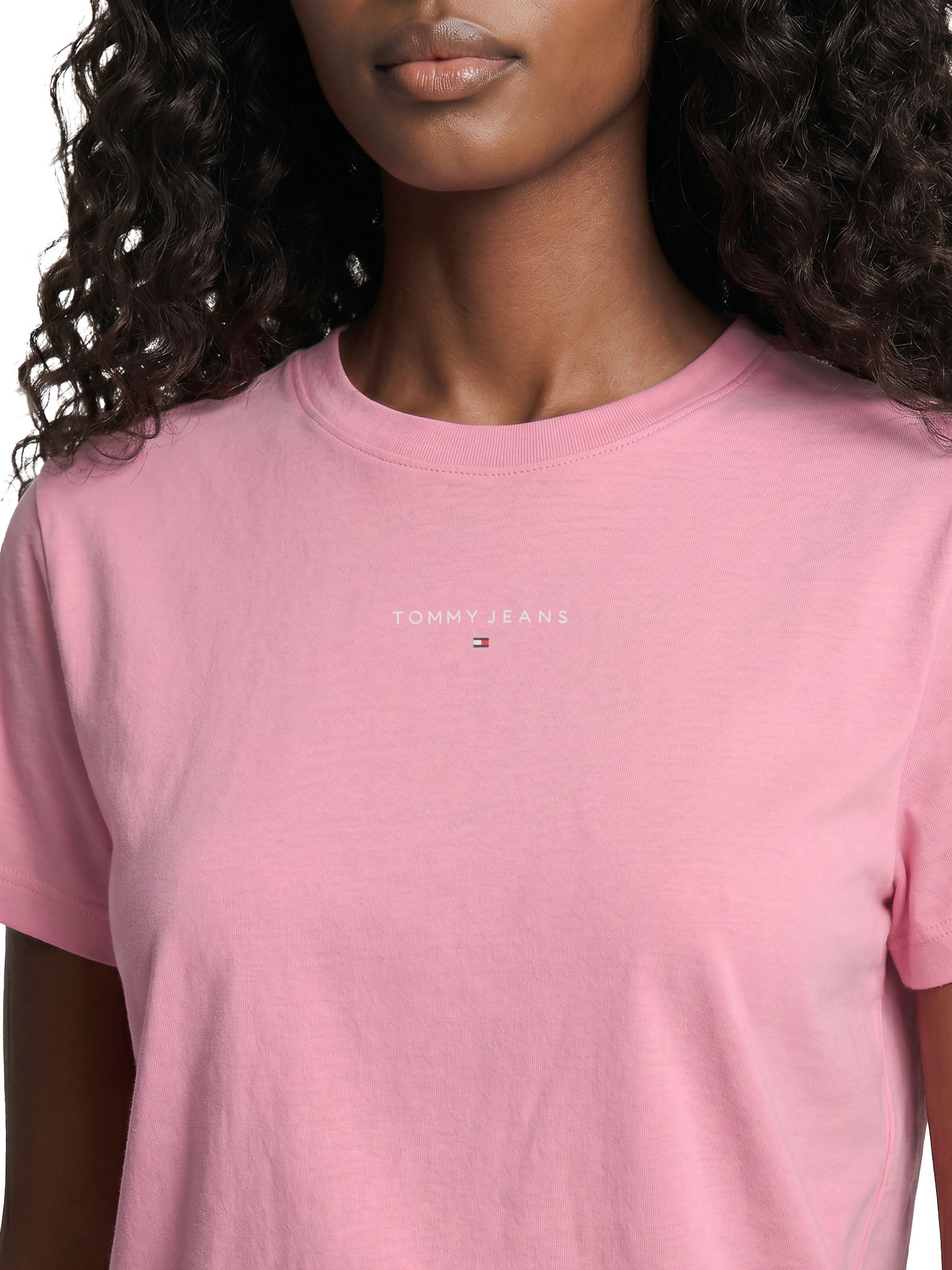 Camiseta Feminina Reg Linear SS Tee – Rosa Tommy Jeans