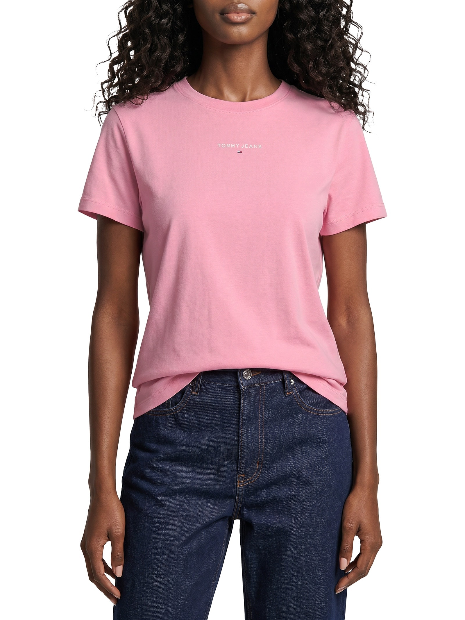 Camiseta Feminina Reg Linear SS Tee – Rosa Tommy Jeans