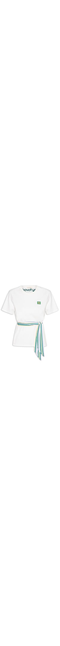 Camiseta Feminina Regular Brasil Com Lenço - Off White