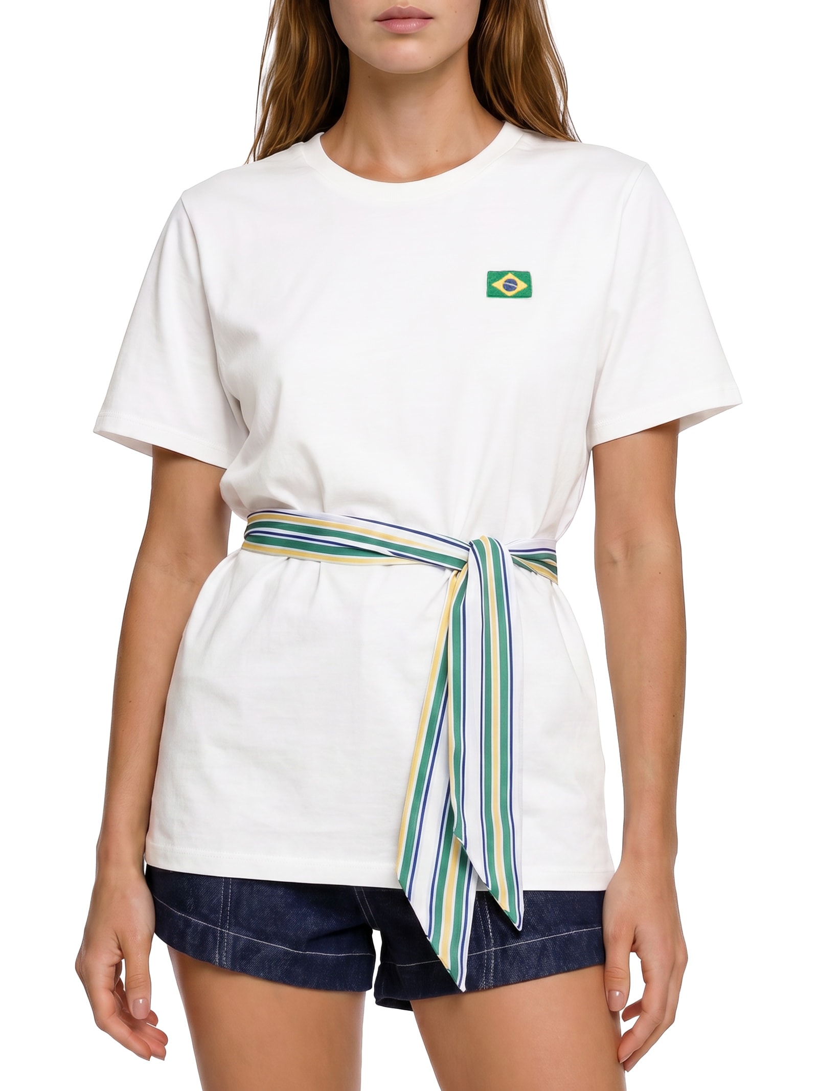 Camiseta Feminina Regular Brasil Com Lenço Off White My Favorite