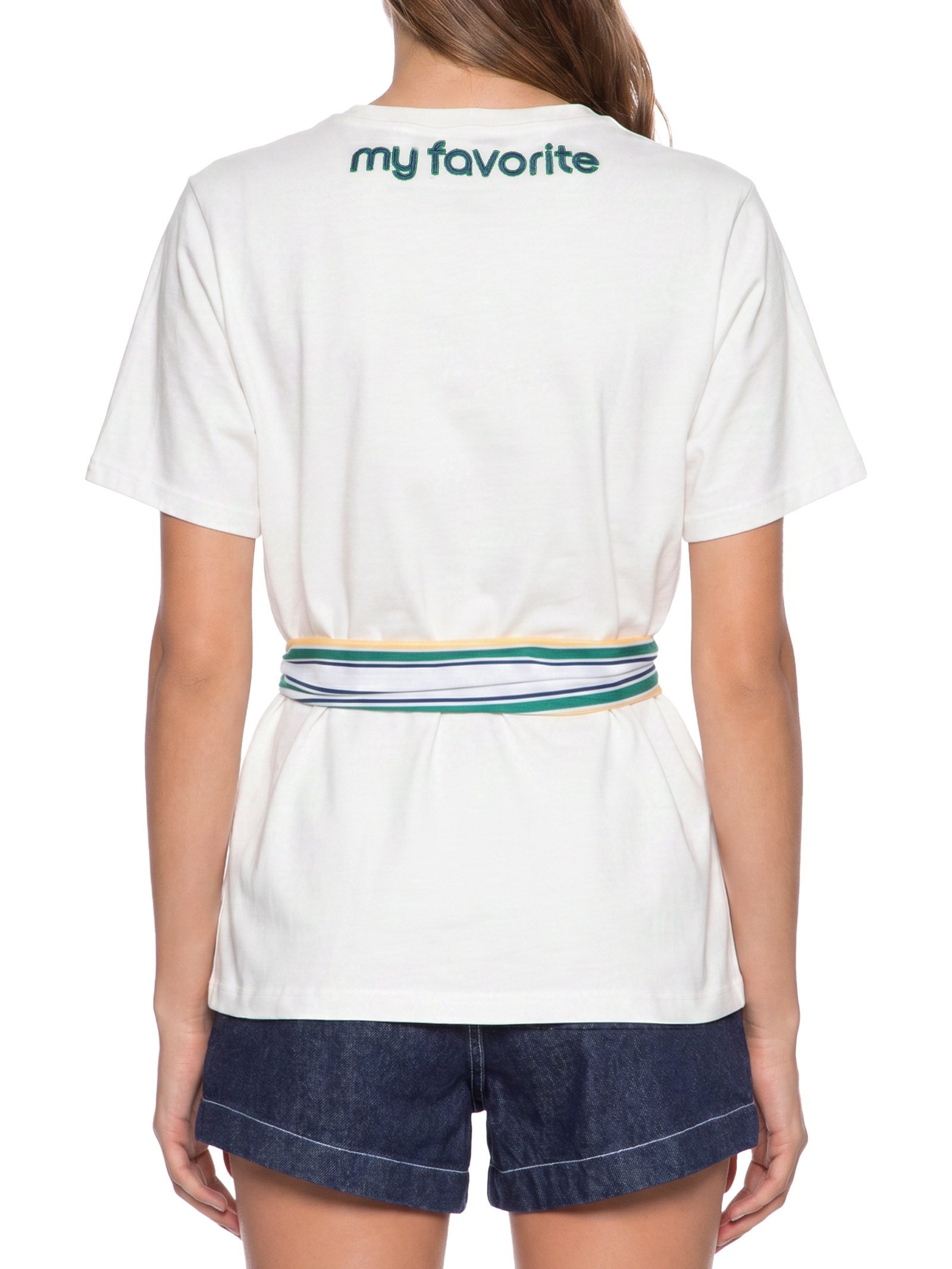 Camiseta Feminina Regular Brasil Com Lenço Off White My Favorite