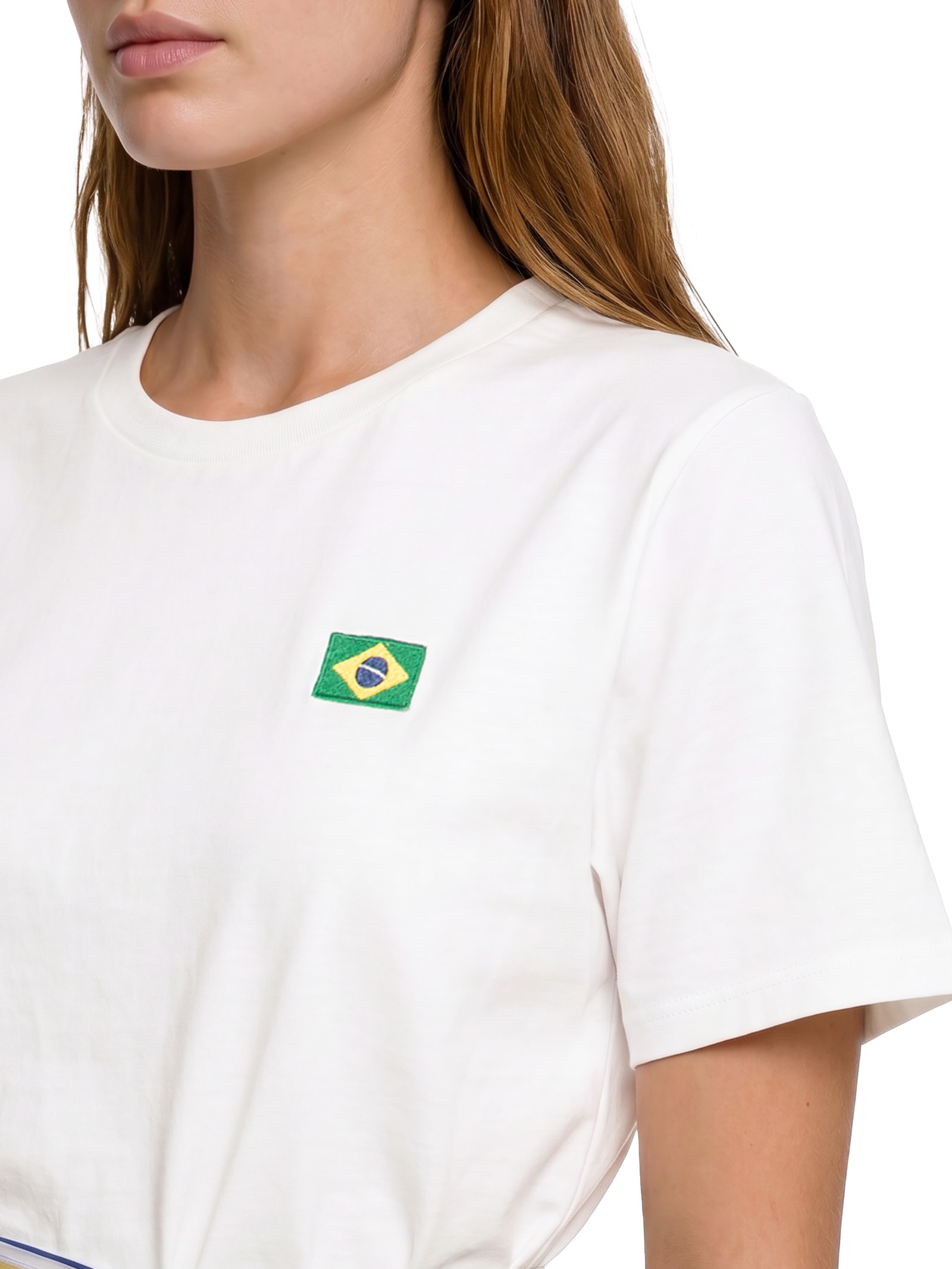 Camiseta Feminina Regular Brasil Com Lenço Off White My Favorite
