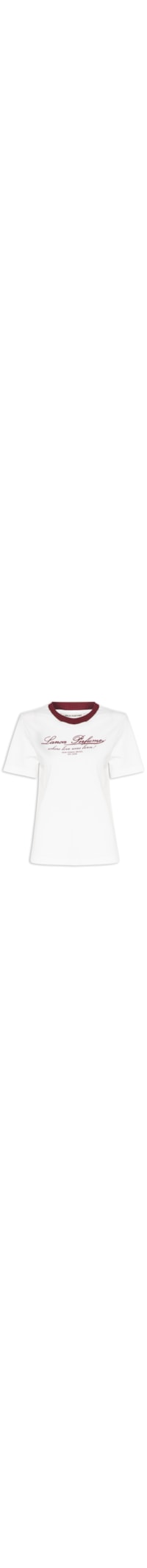 Camiseta Feminina Regular com Bordado – Off White