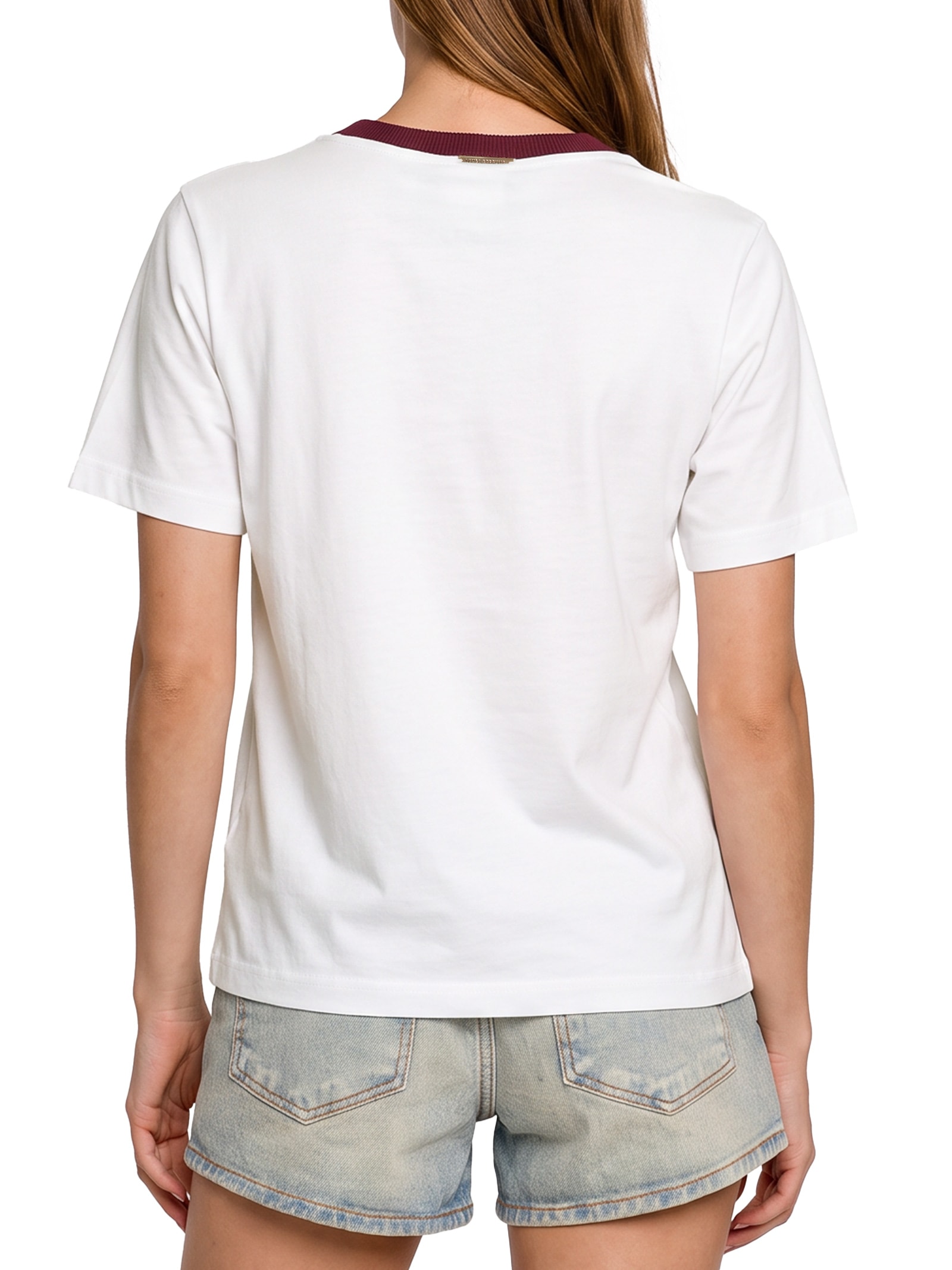Camiseta Feminina Regular com Bordado – Off White Lança Perfume