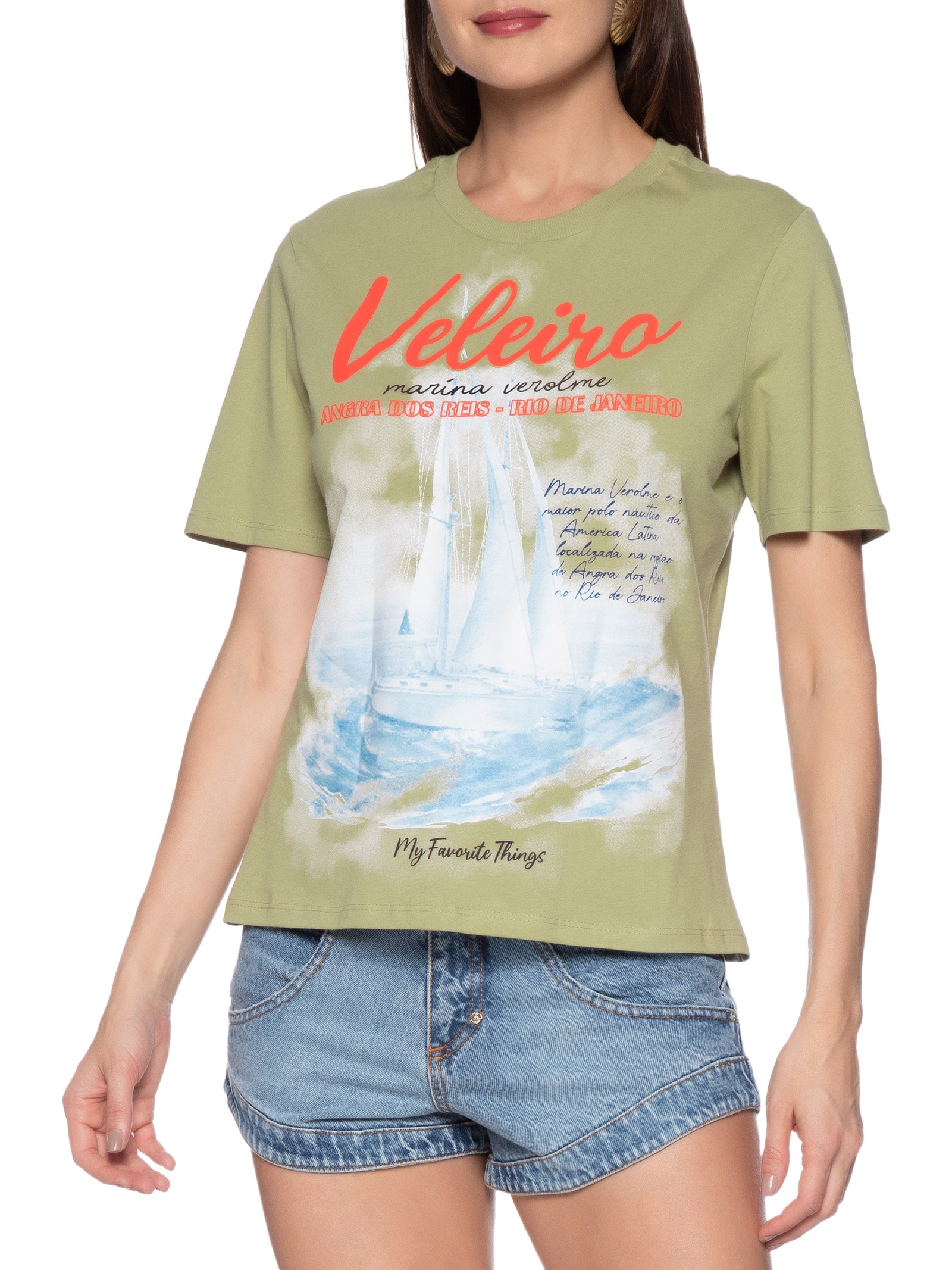 Camiseta Feminina Regular Verde My Favorite Things