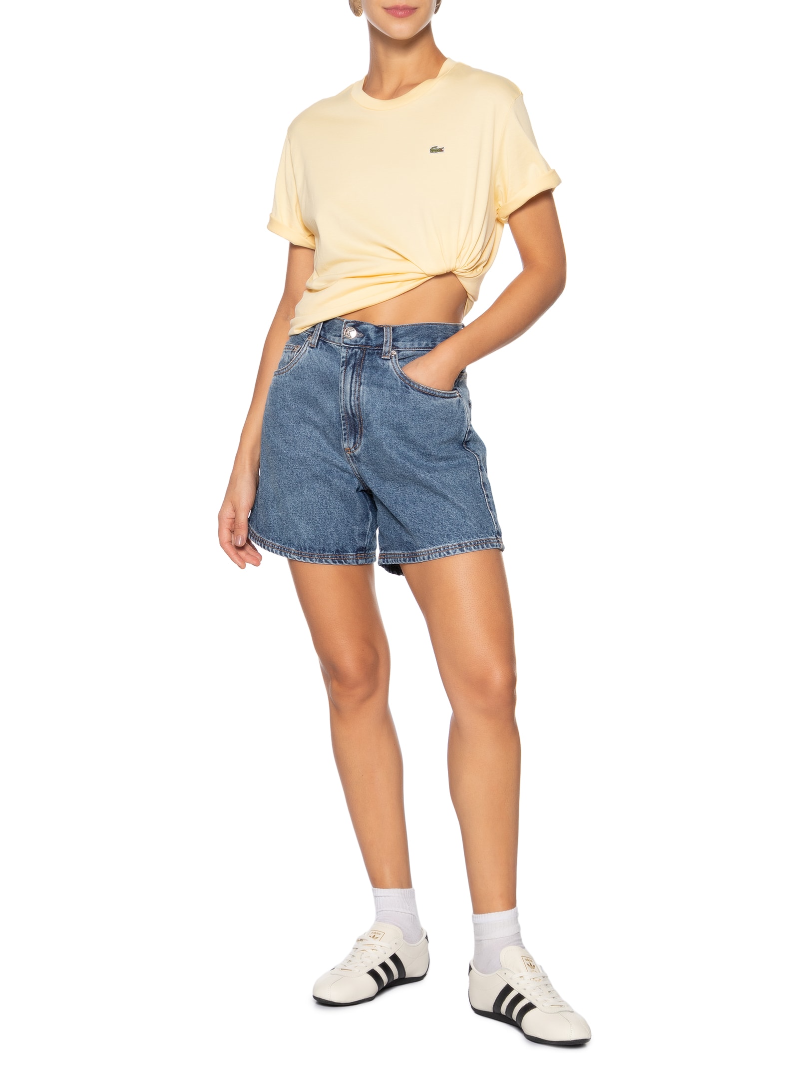 Camiseta Feminina Relaxed Fit Algodão Pima Amarelo Lacoste