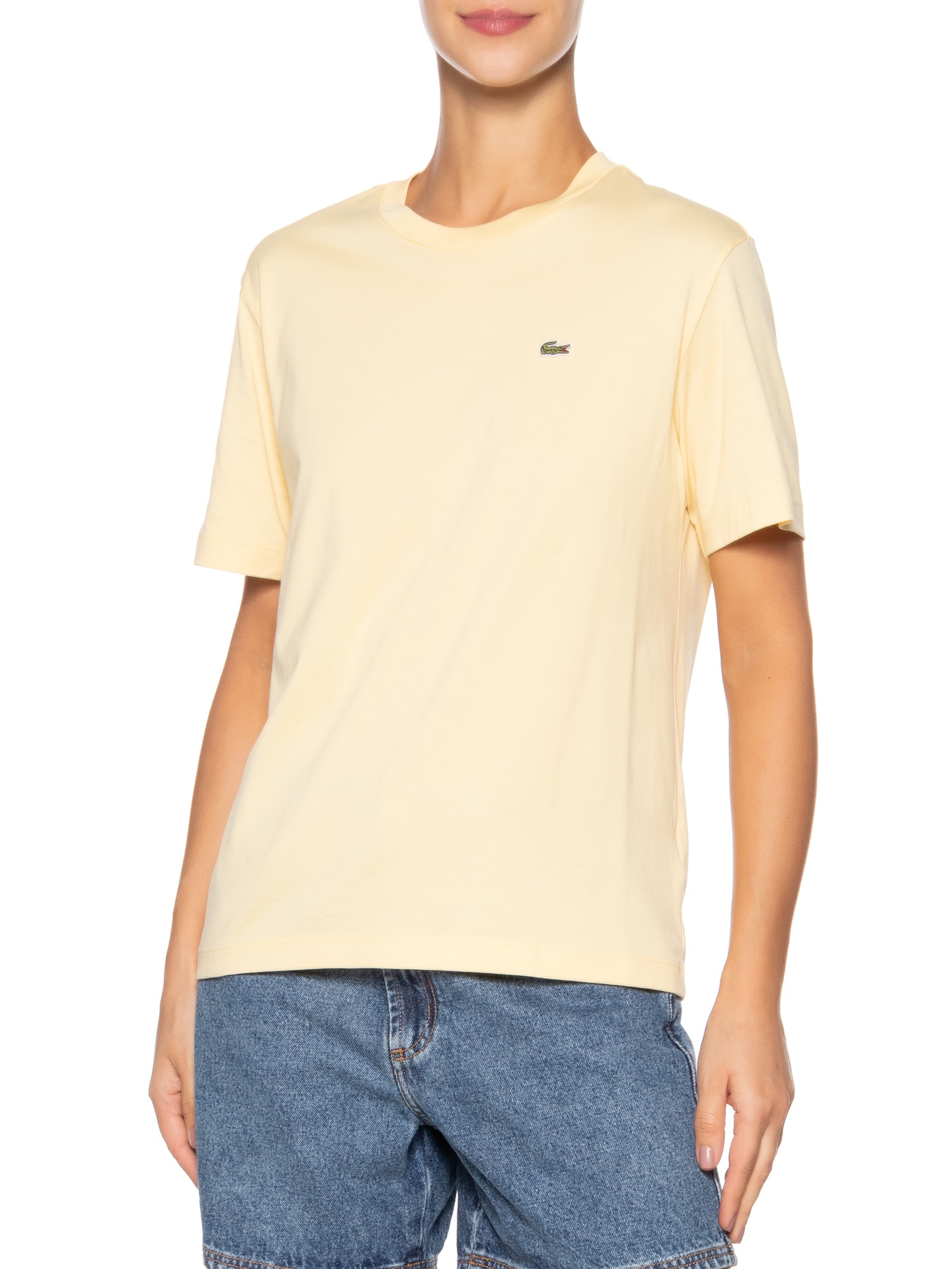 Camiseta Feminina Relaxed Fit Algodão Pima Amarelo Lacoste