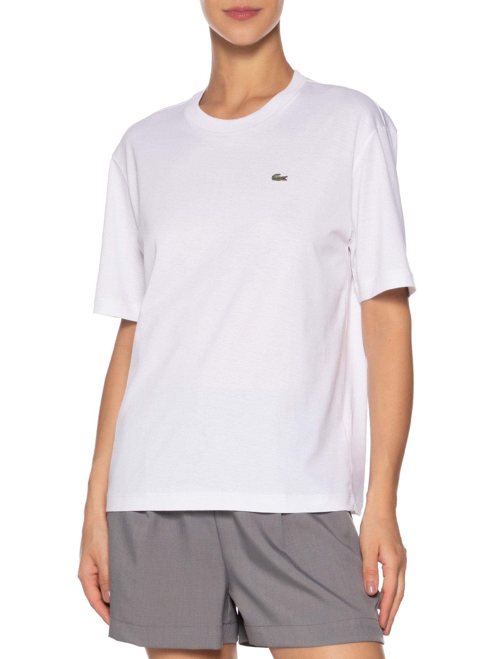 Camiseta Feminina Relaxed Fit Algodão Pima Branco Lacoste