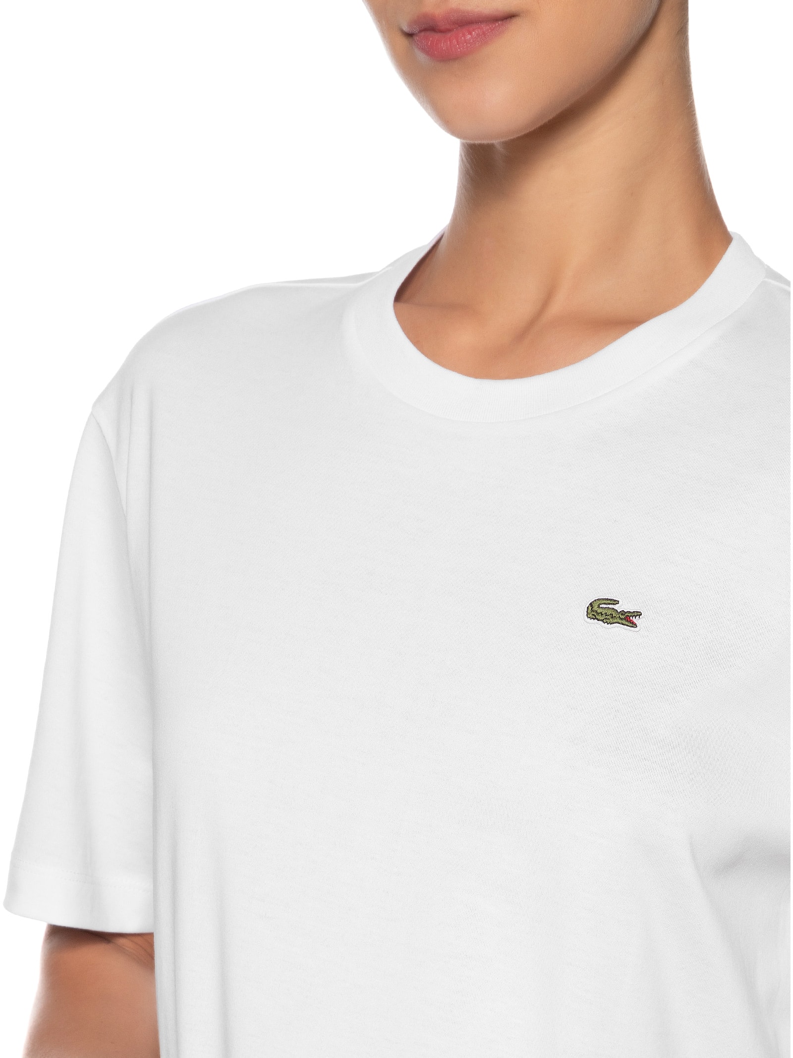 Camiseta Feminina Relaxed Fit Algodão Pima Branco Lacoste