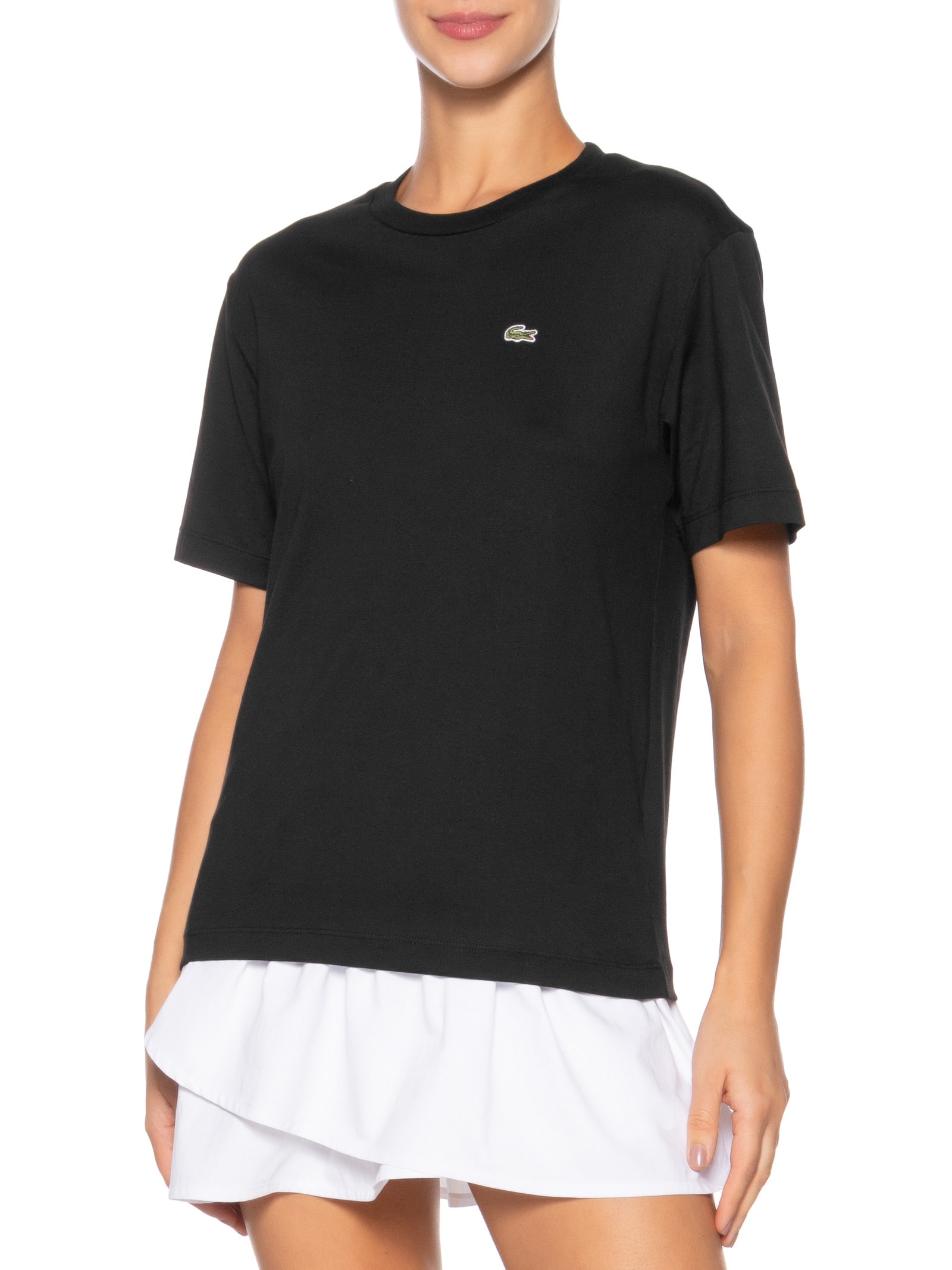 Camiseta Feminina Relaxed Fit Algodão Pima Preto Lacoste
