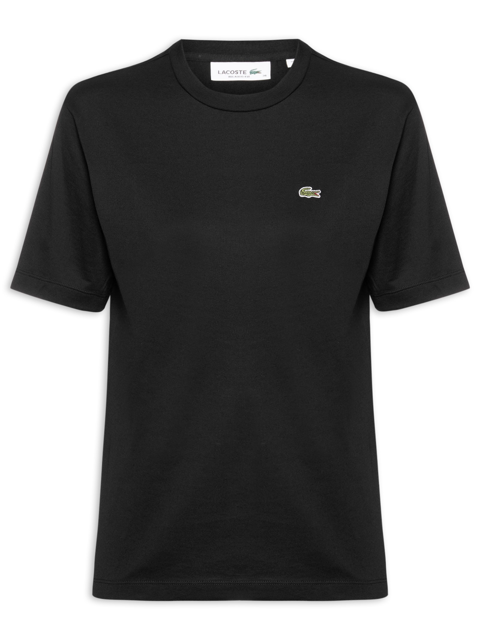 Camiseta Feminina Relaxed Fit Algodão Pima Preto Lacoste