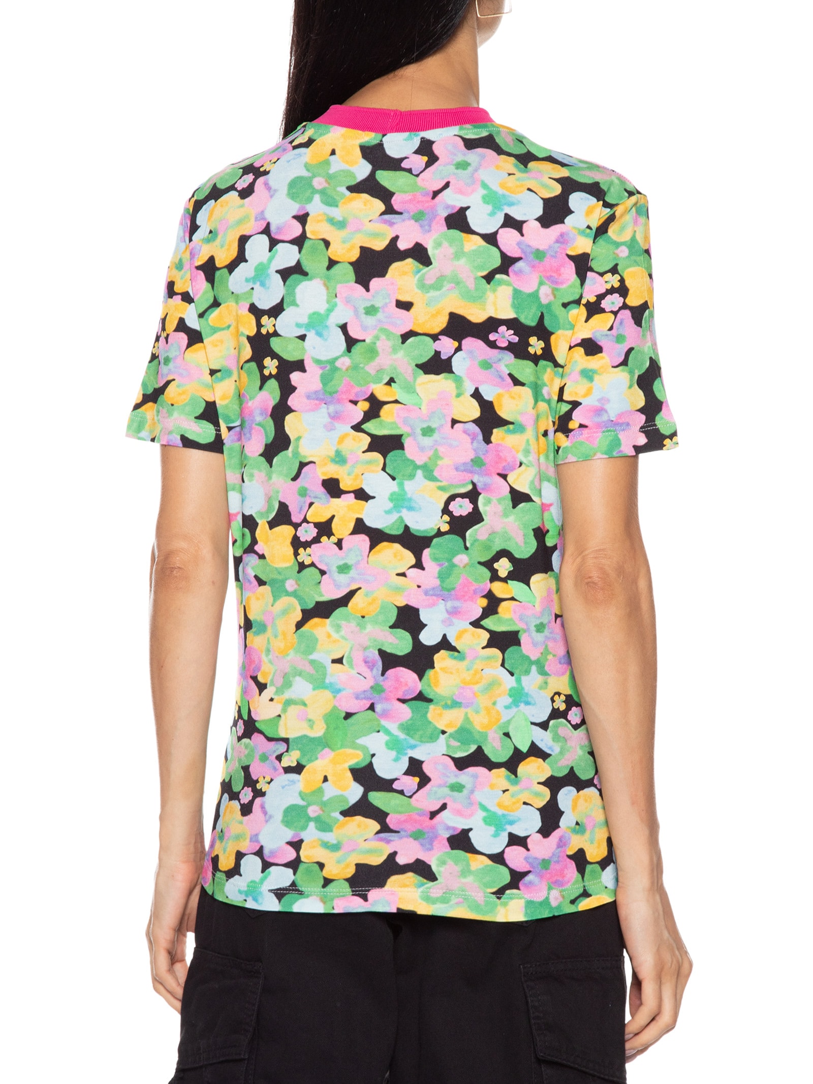 Camiseta Feminina Ret Floral Aquarela Rosa Canal