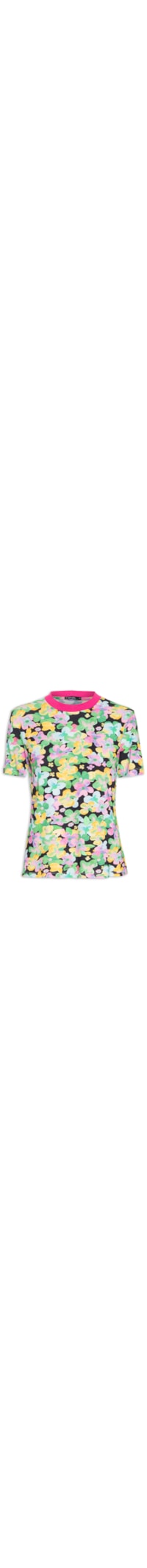 Camiseta Feminina Ret Floral Aquarela - Rosa