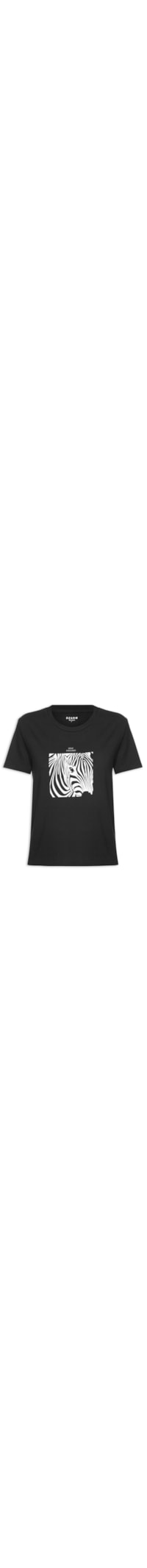 Camiseta Feminina Reta Manga Curta Estampada - Preto