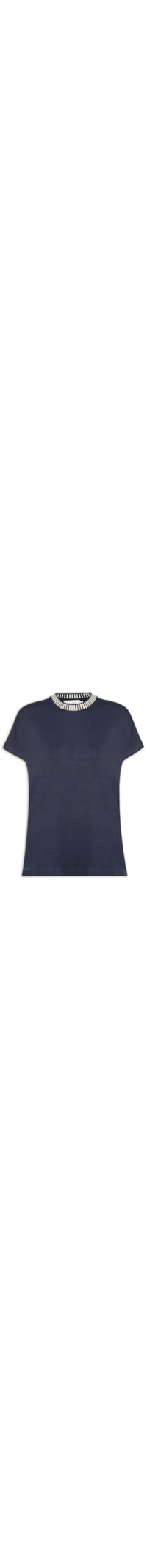 Camiseta Feminina Retilínea Listrada - Azul