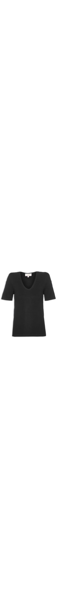 Camiseta Feminina Rib Decote V - Preto