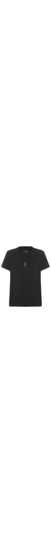 Camiseta Feminina Rosa Bordada - Preto