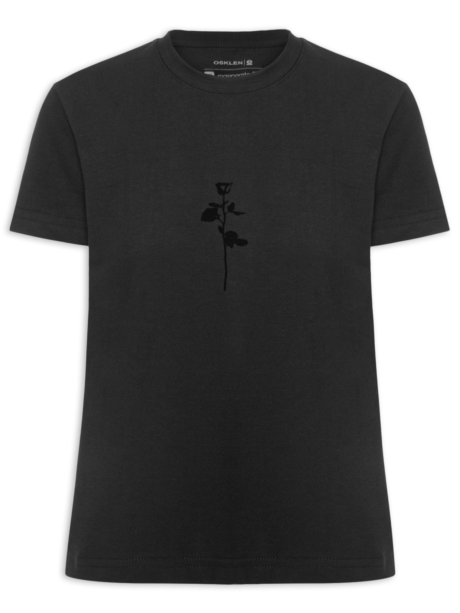Camiseta Feminina Rosa Flocada Preta Osklen