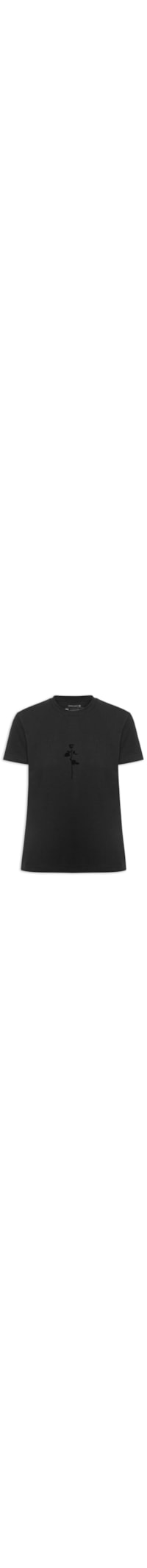 Camiseta Feminina Rosa Flocada - Preta
