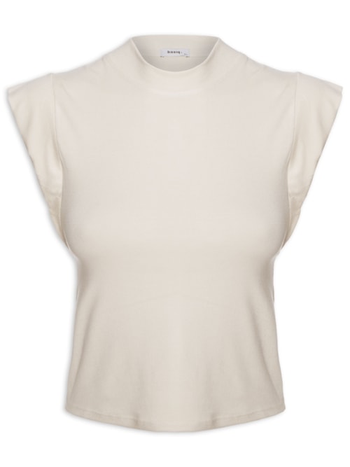 Camiseta Feminina Sem Manga Básica – Bege
