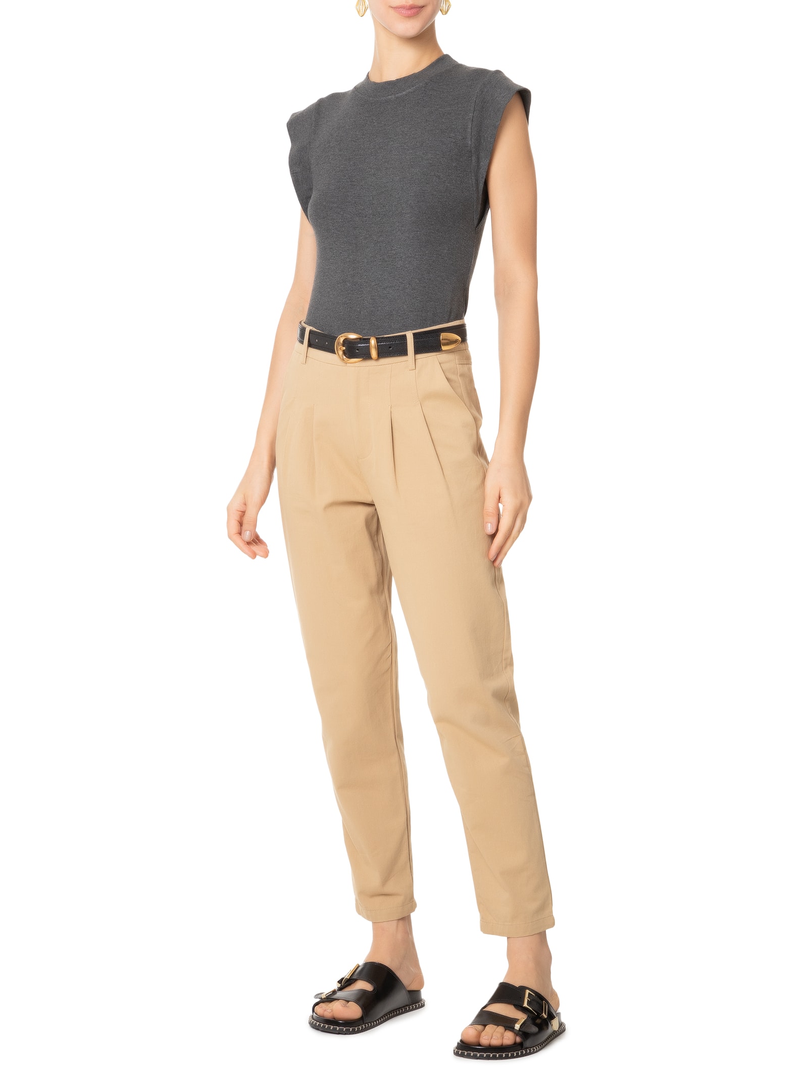 Camiseta Feminina Sem Manga Básica Cinza Basiq