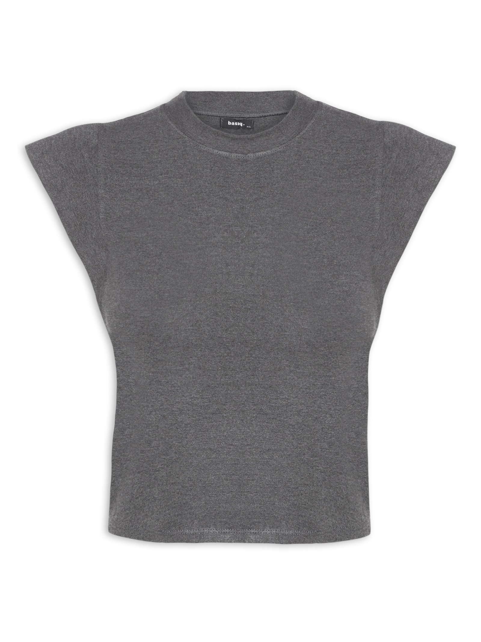 Camiseta Feminina Sem Manga Básica Cinza Basiq