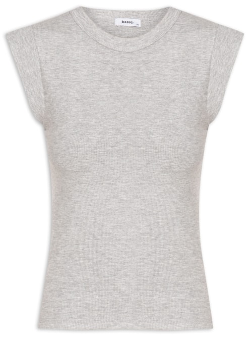 Camiseta Feminina Sem Manga Básica – Cinza