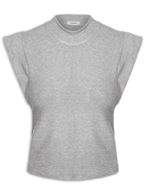 Camiseta Feminina Sem Manga Básica – Cinza
