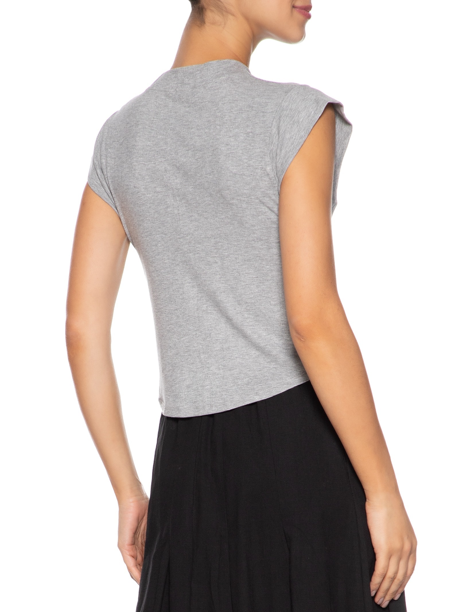 Camiseta Feminina Sem Manga Básica Cinza Basiq