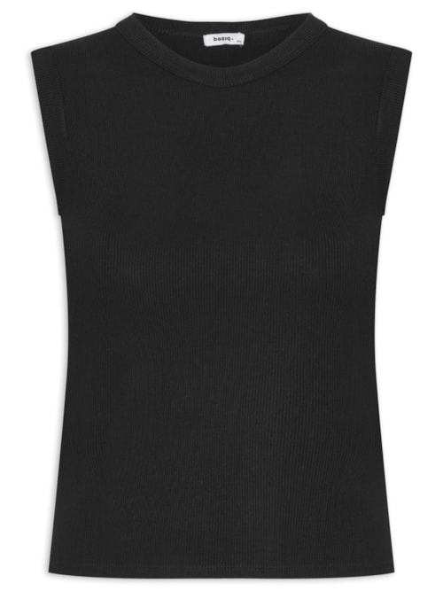 Camiseta Feminina Sem Manga Básica – Preto