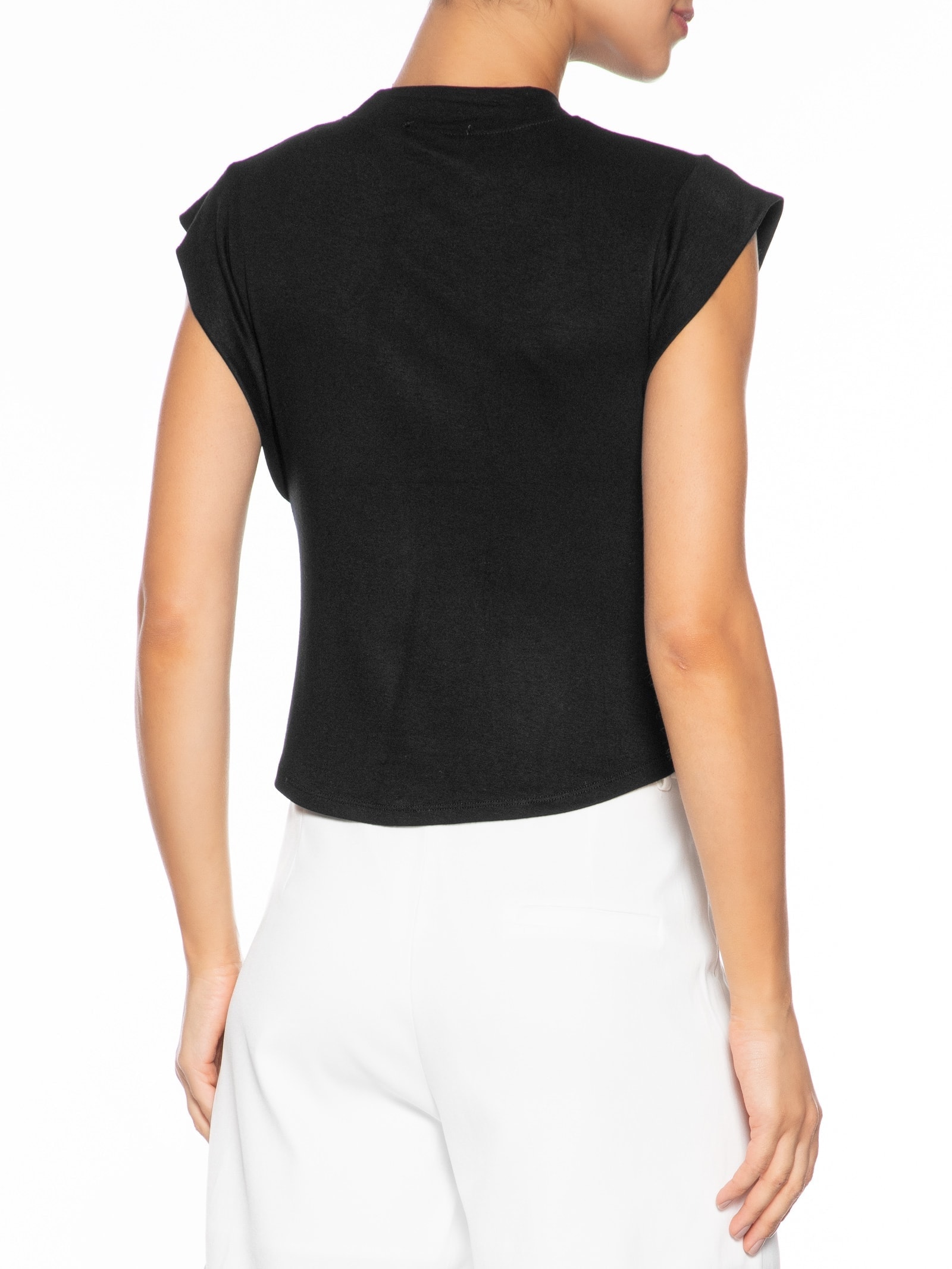 Camiseta Feminina Sem Manga Básica Preto Basiq