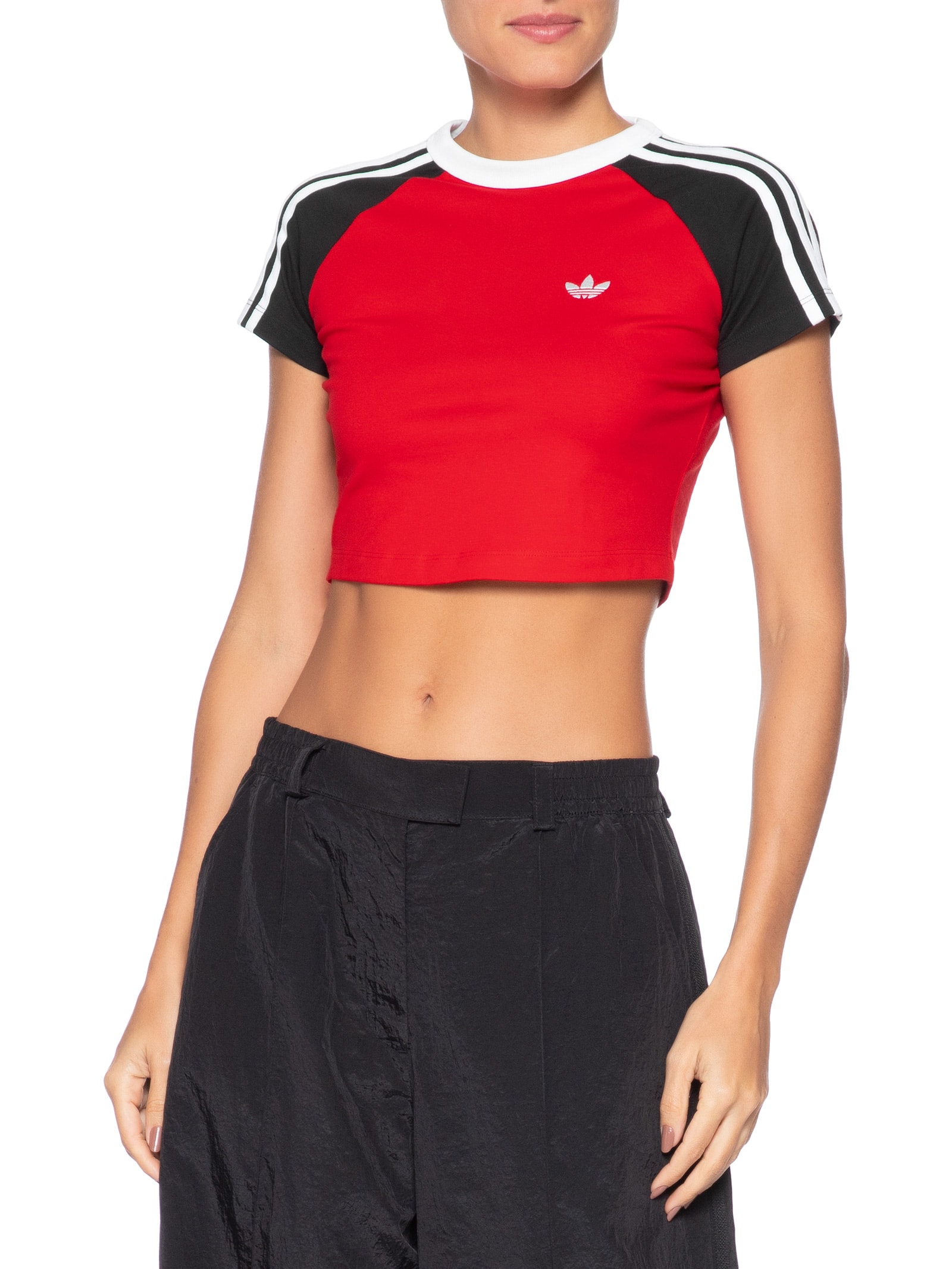 Camiseta Feminina Short Sleeve T Baby Vermelho Adidas Originals