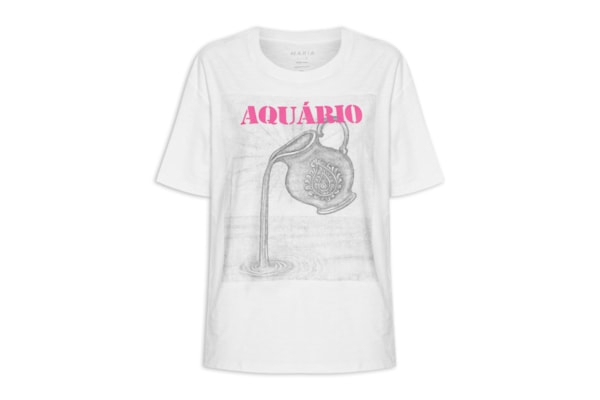 Camiseta Feminina Signo Aquário - Branco