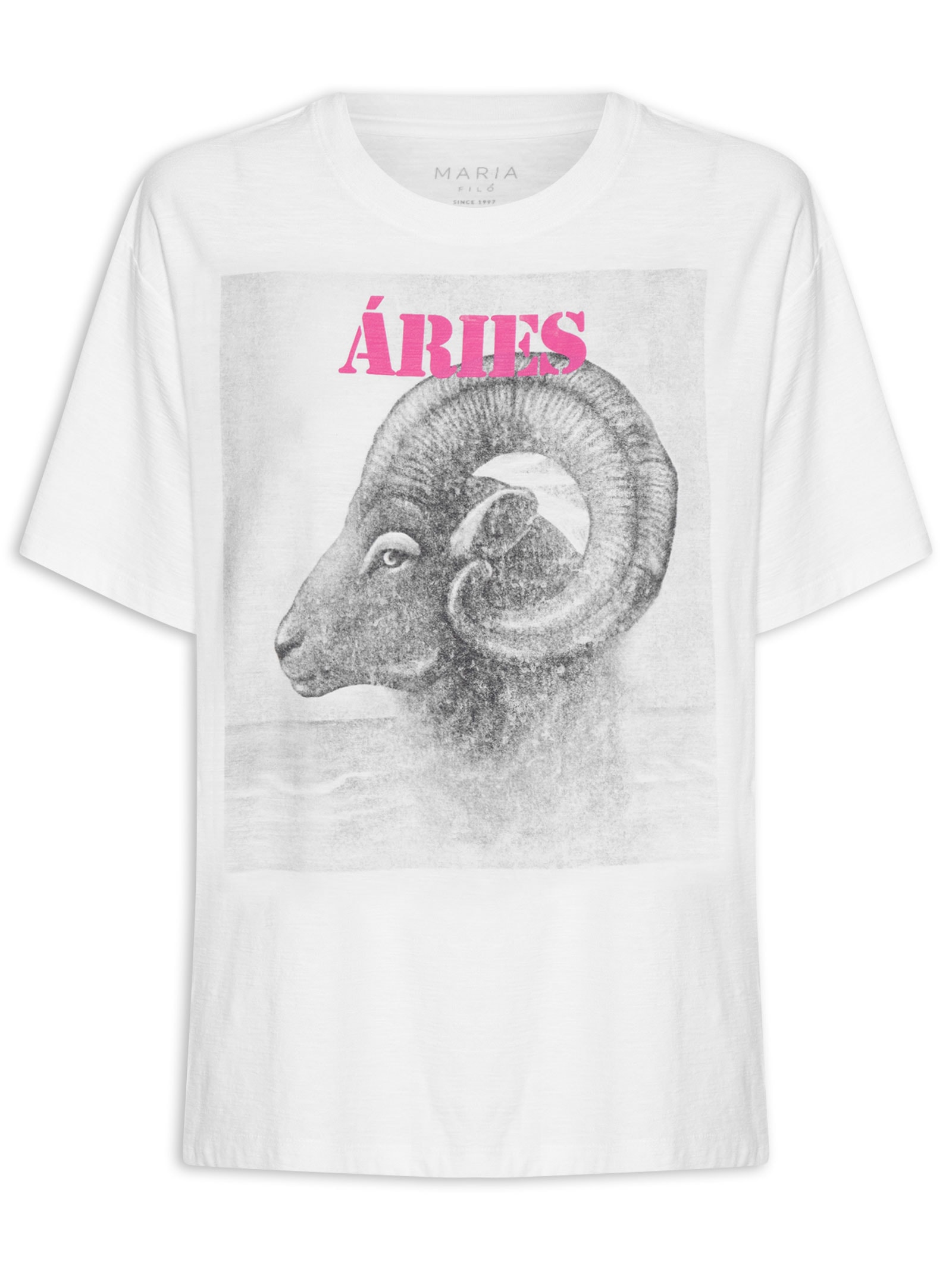 Camiseta Feminina Signo Áries Branco Maria Filó