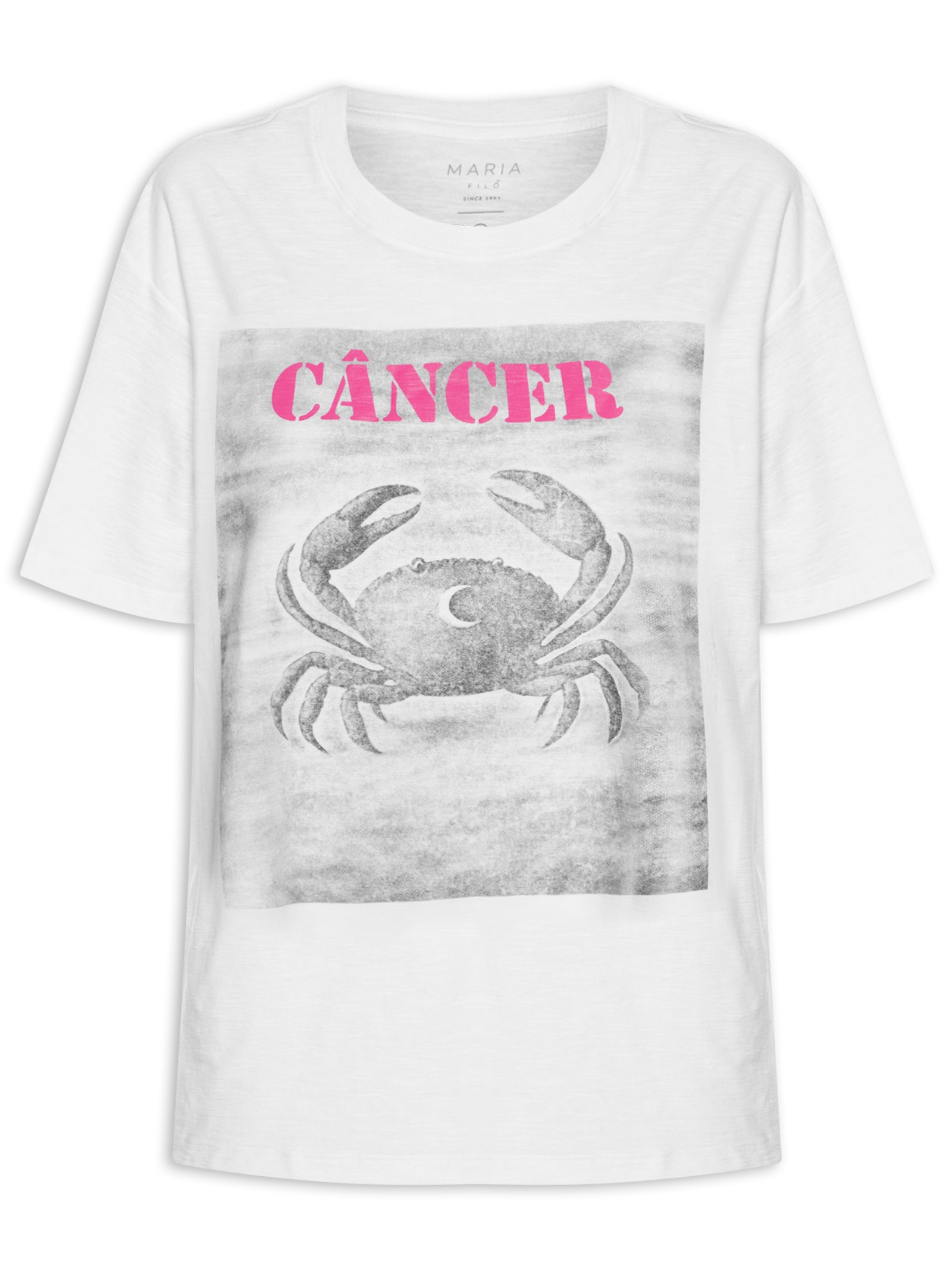 Camiseta Feminina Signo Câncer Branco Maria Filó
